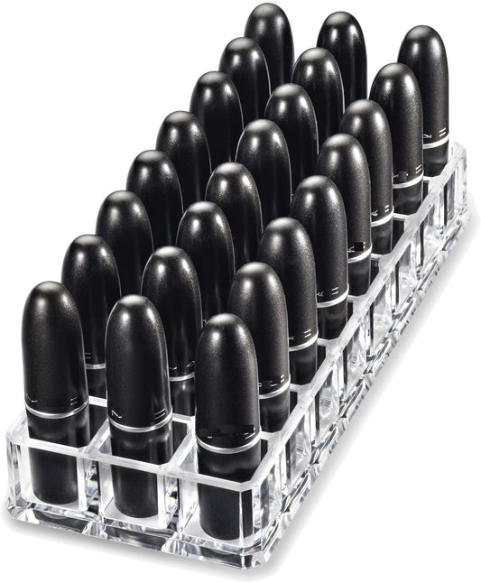 byAlegory Premium Beauty Organization Acrylic Lipstick Organizer & Beauty Container 24 Space Storage (Clear)