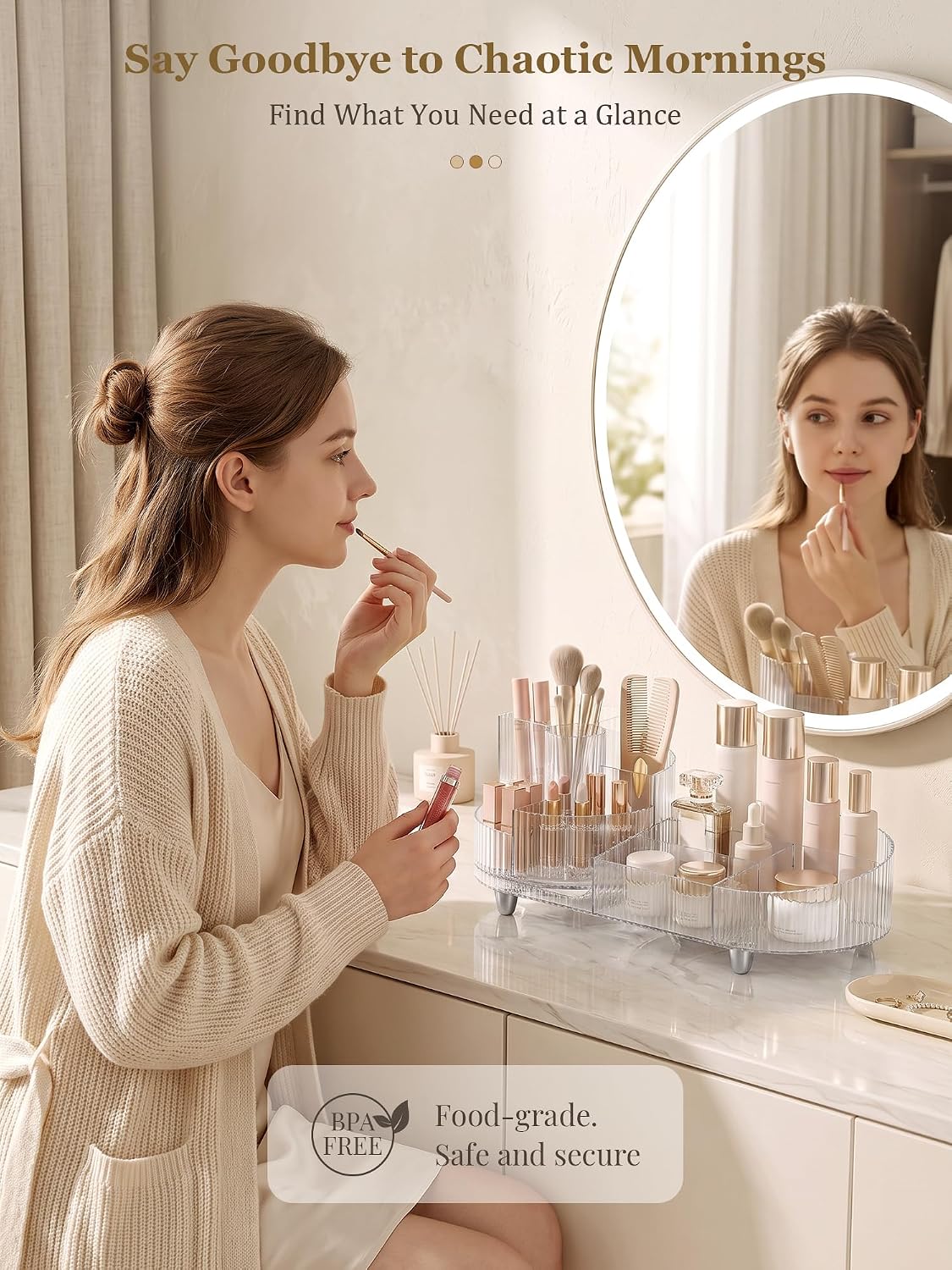 Booklov Rotating Makeup Organizer for Vanity Countertop, Clear