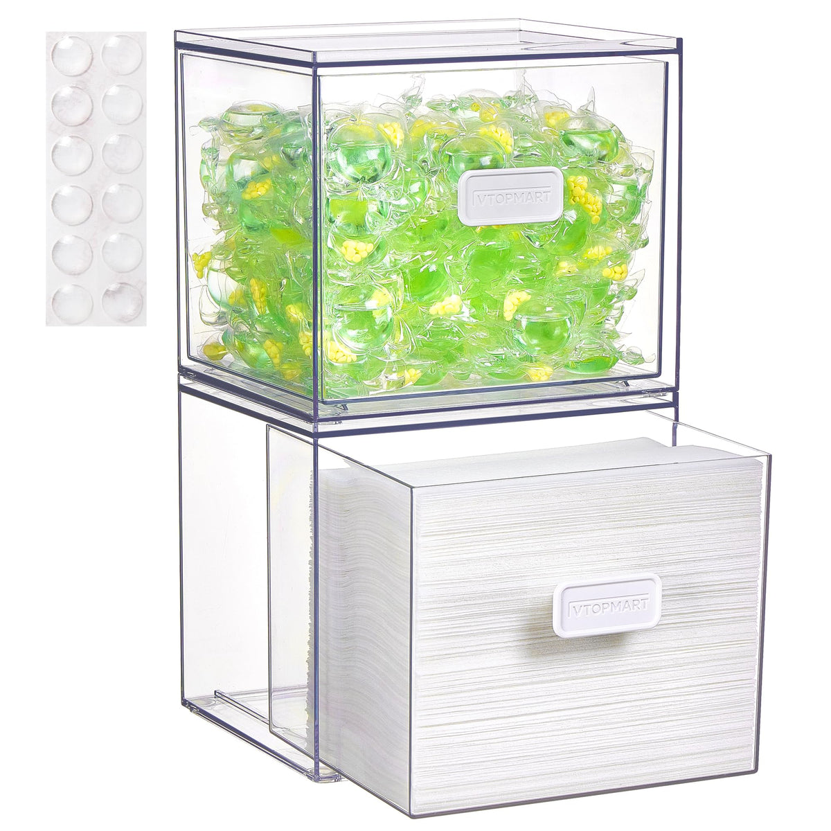 Vtopmart Disposable Facial Towels Holder,Clear Storage Drawer Compatible with Clean Skin Club Towel XL,Acrylic Box Hold 50 Count,Stylish and Functional Bathroom Accessory for Coutertop Organization