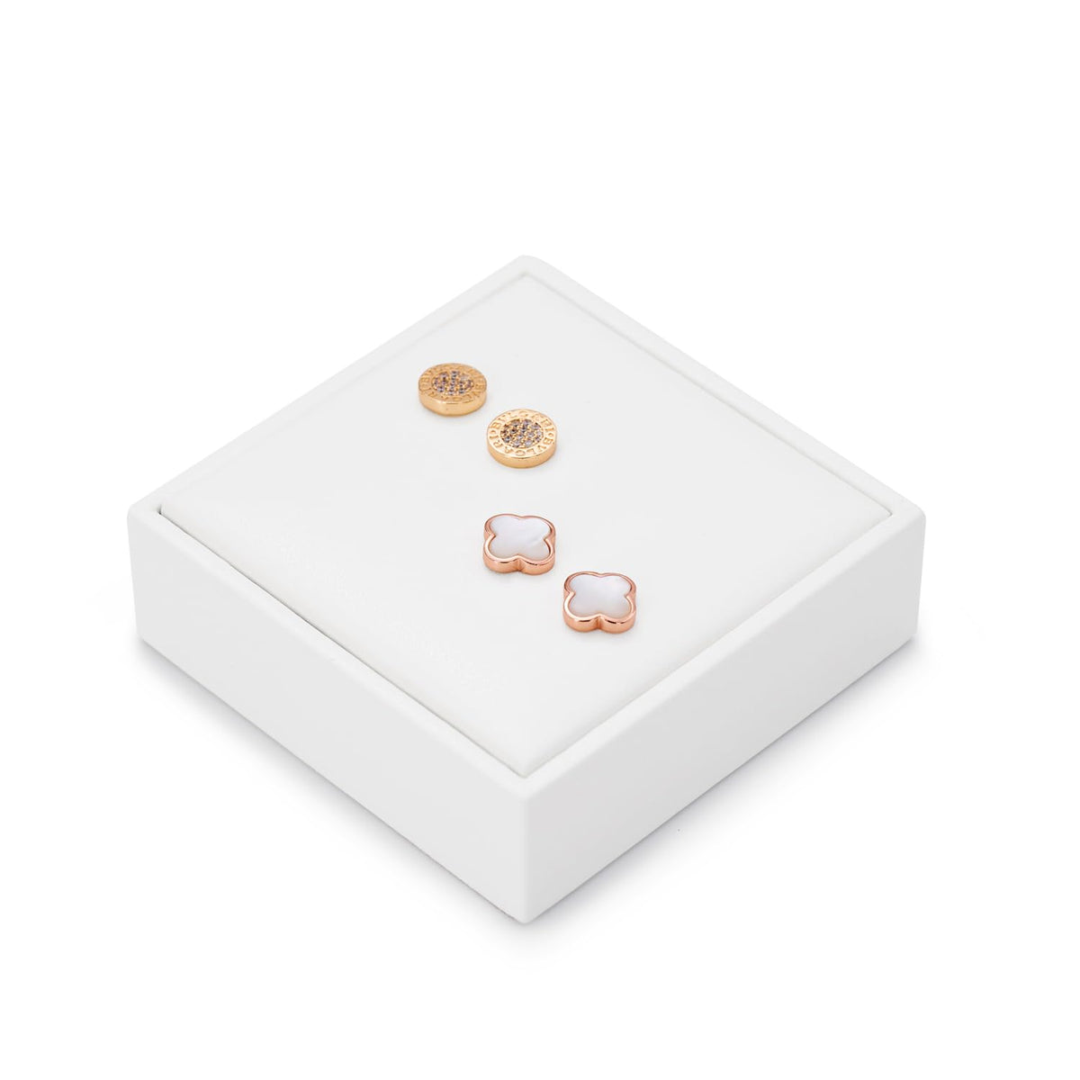 White PU Leather Earring Stud Display Stand