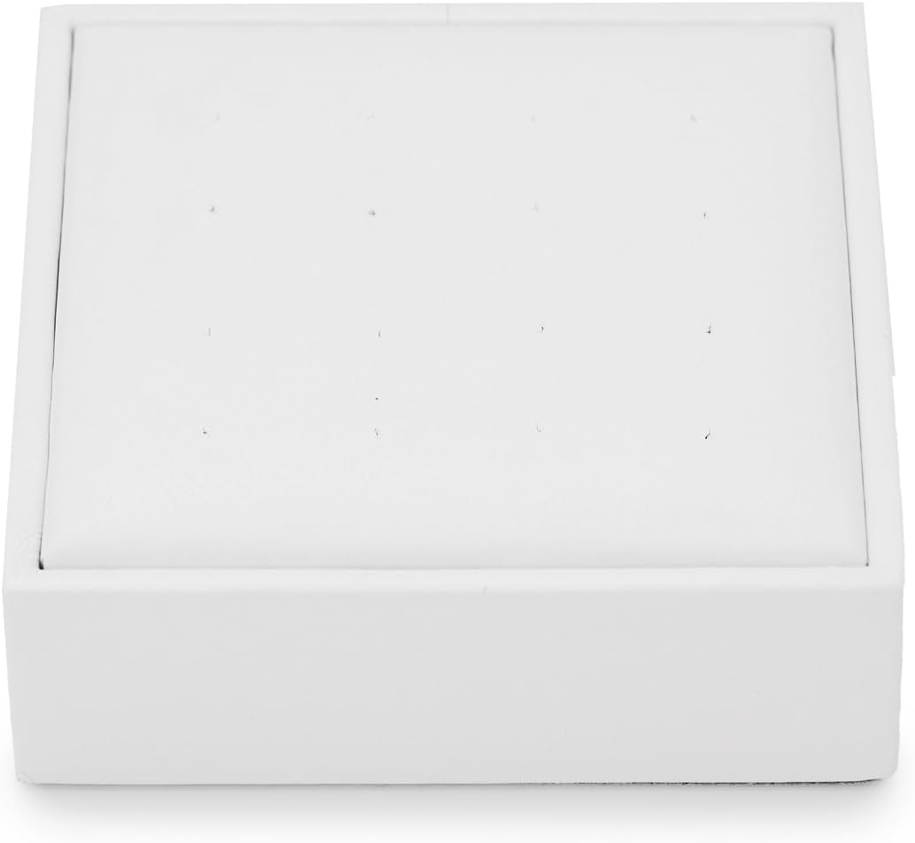 White PU Leather Earring Stud Display Stand