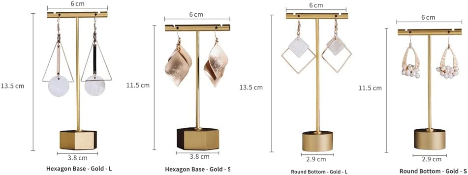 4Pcs Gold Metal Earring T Bar Stand Retail Display Holders for Show, Jewelry Online Stores Photography Display Props (Gold 4pcs)