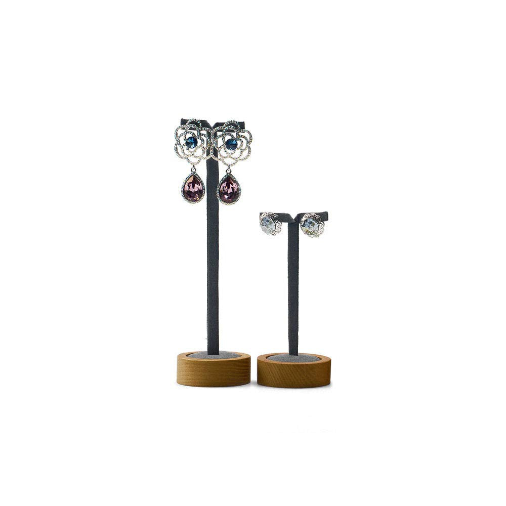 2 Pcs Solid Wood Earring Display Stands Showcase