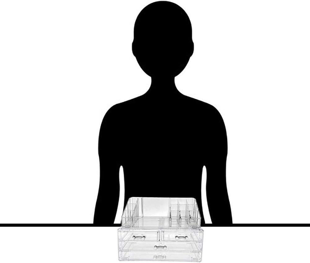 OnDisplay Cosmetic Makeup and Jewelry Storage Case Display - 4 Drawer Tiered Design - Perfect for Vanity, Bathroom Counter, or Dresser