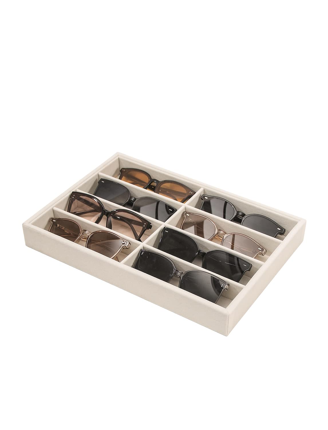 Coward 2PC Stackable Earring Tray Drawer Jewelry Holder Organizer Box Storage Earring Display Stand for Selling (beige(earring+earring))