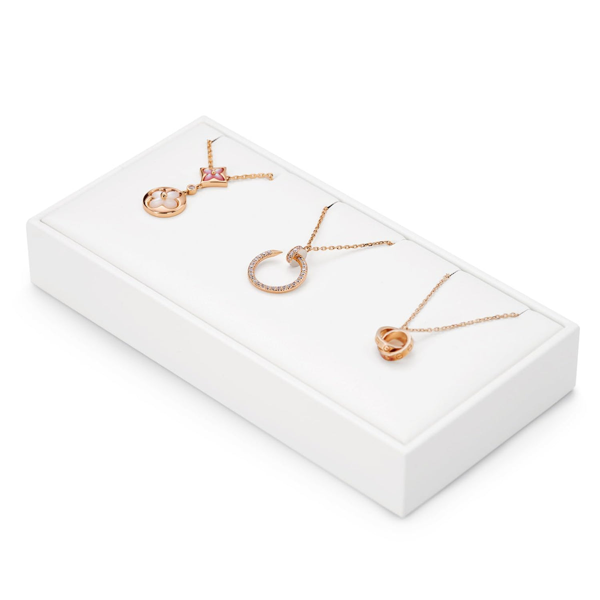 White PU Leather Earring Stud Display Stand