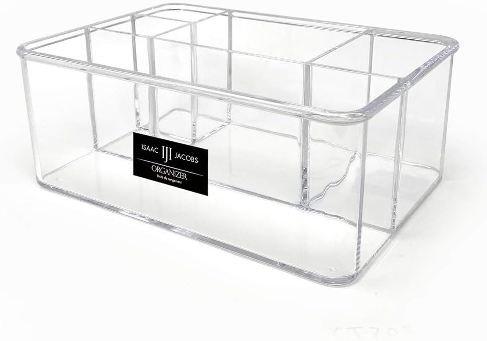 Isaac Jacobs 5-Compartment Clear Acrylic Organizer (10” L x 7” W x 4” H)