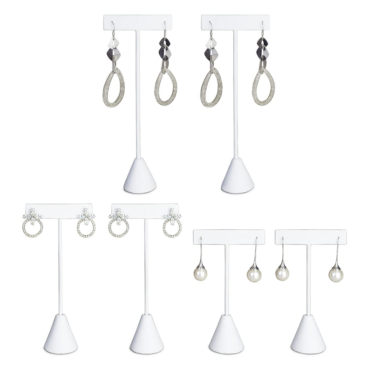 Ikee Design 6Pcs Set Earring Stand Display 3 sizes Ht., Natural Linen