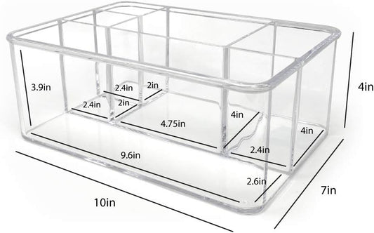 Isaac Jacobs 5-Compartment Clear Acrylic Organizer (10” L x 7” W x 4” H)