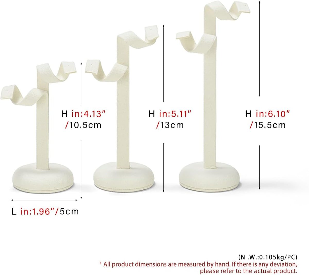 Beige Microfiber Earring Stand Set of 3