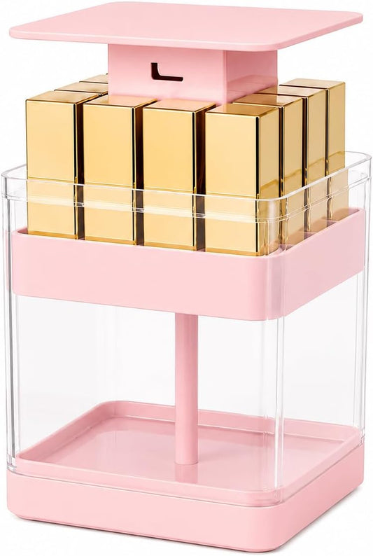 Press up Lipstick Organizer & Holder, Acrylic Lip Gloss Organizer, Pink