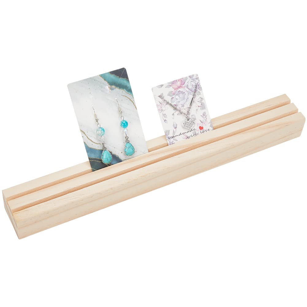 NBEADS 4-Tier Wooden Display Stand Riser, 12-Slot Earring Ring Holder Detachable Unfinished Wood Retail Jewelry Card Display Stand with Groove for Crafts Jewelry Storage Display, 15x15.7x12.6