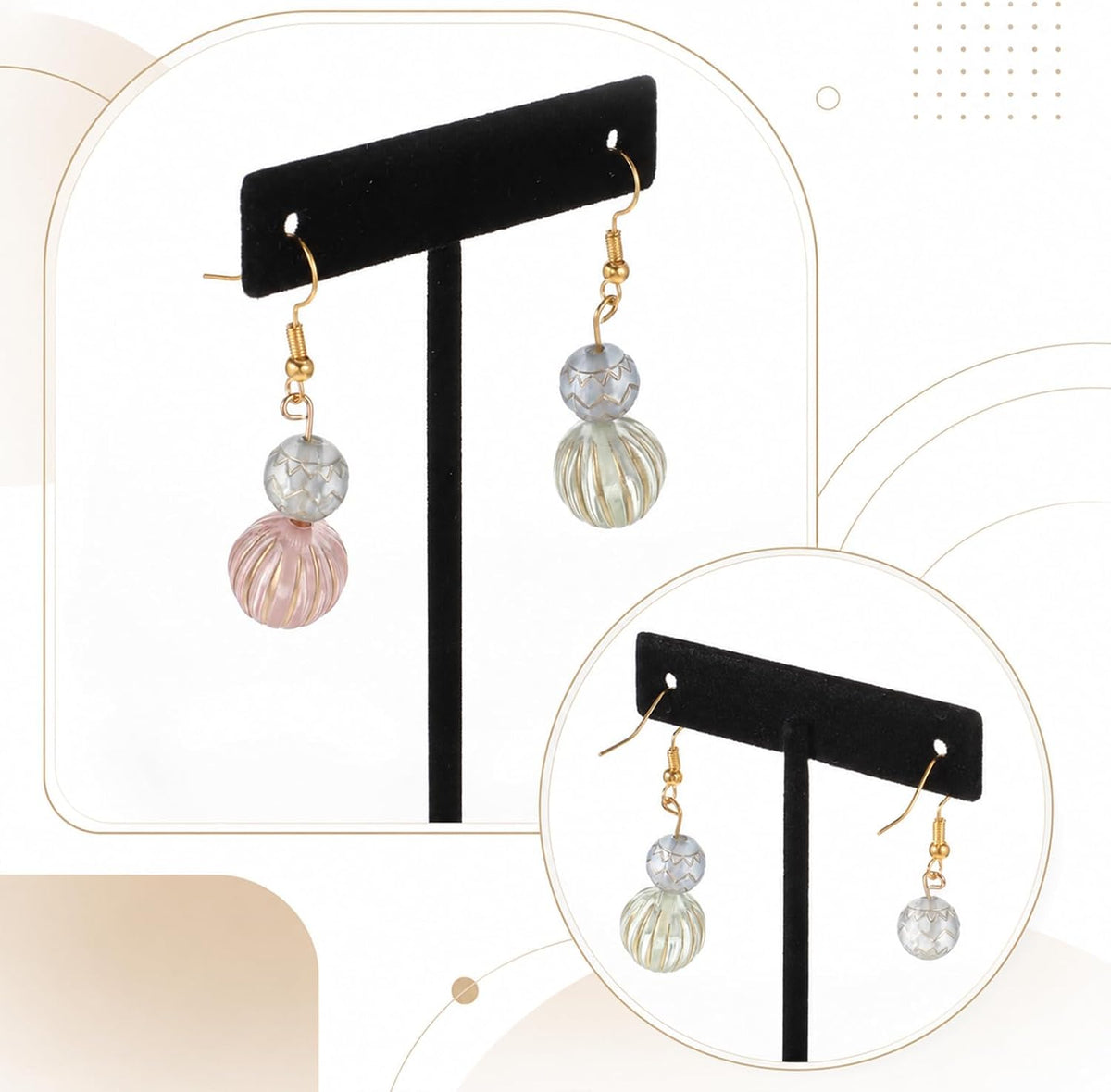 12 Pcs 3 Sizes Earring T Stand Display,Black Velvet Earrings Holder 4.5/6/6.7 Inch Metal Earring Display Storage Rack No Assembly for Jewelry Storage Selling Show