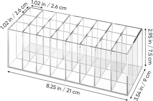 SEWACC Acrylic Lipstick Holder 24 Grids Clear Lipgloss Lipstick Organizer And Storage Display Case for Lip Gloss Tubes Eyebrow Pencil Perfume Sample Mascara