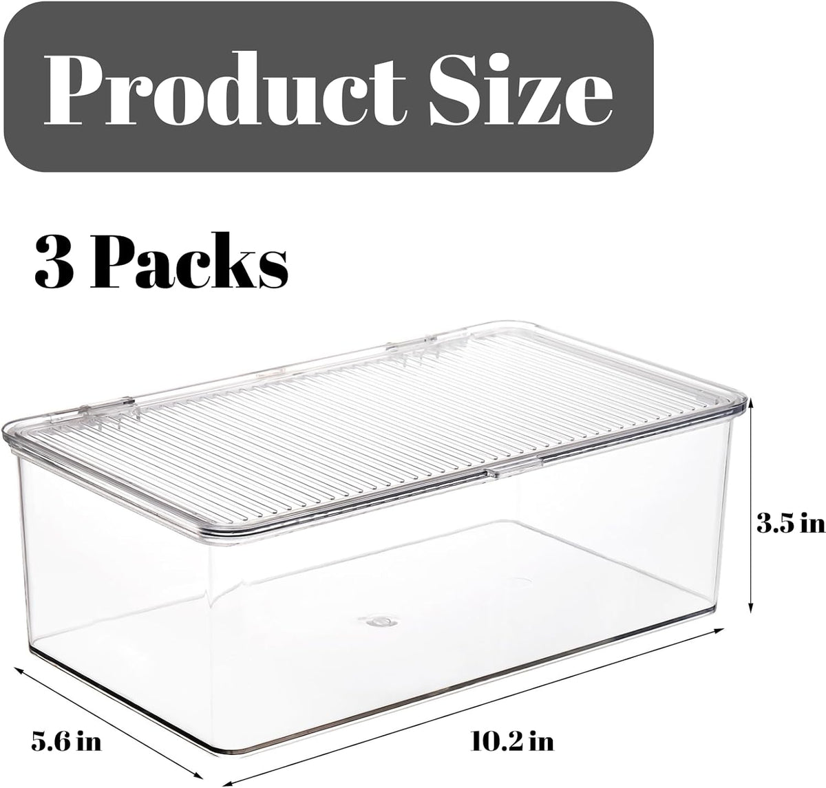 ZENFUN Set of 3 Small Stackable Storage Bins with Hinged Lid, Acrylic Organizer Box, Clear Makeup Organizer Box, Cosmetic Case for Home, Office