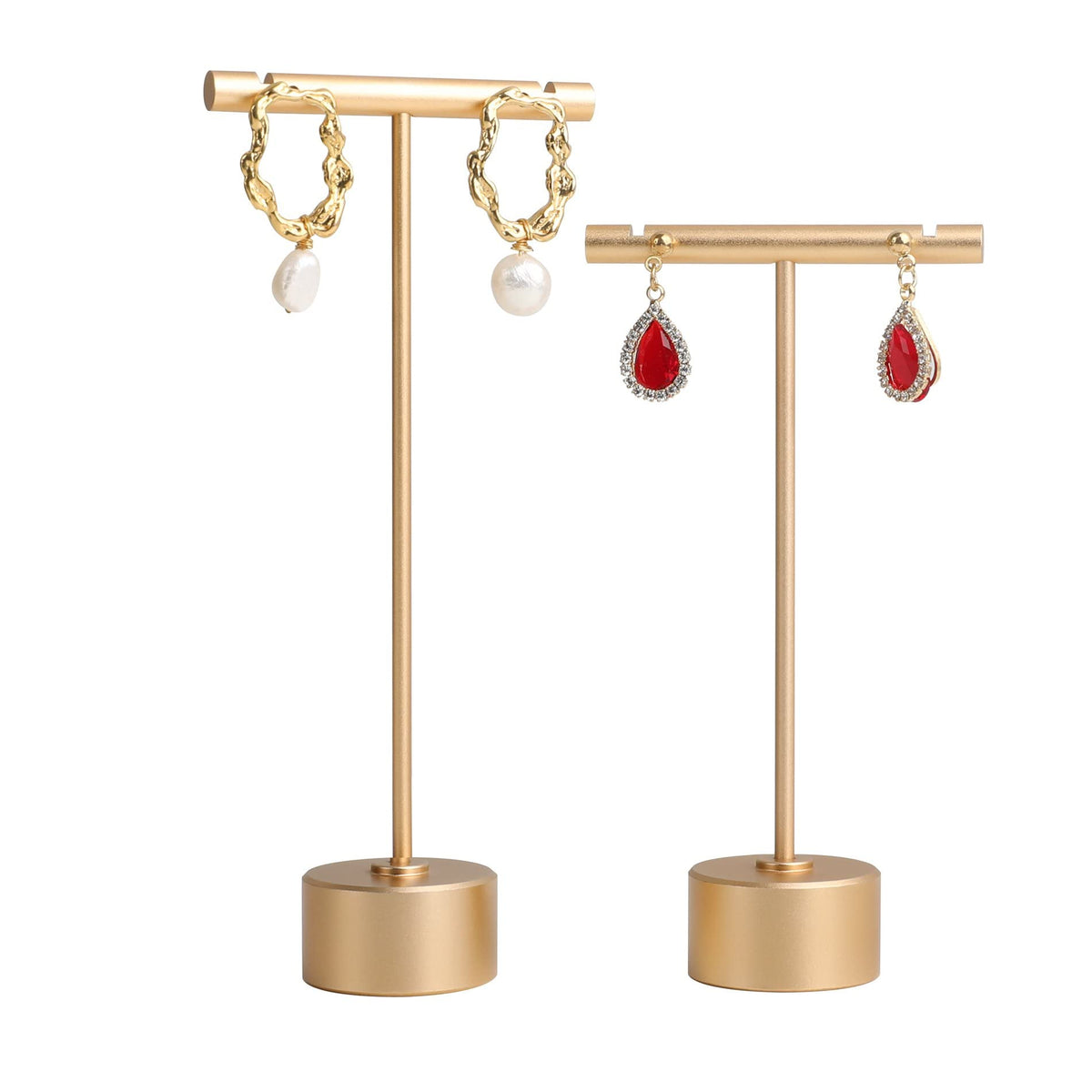 6pcs Gold Earring display T bar stand for selling, Metal Jewelry earring holder, Small Earring Display Holder, Cute Jewelry photography props for Show【Gold-Hexagon Base 6pcs】