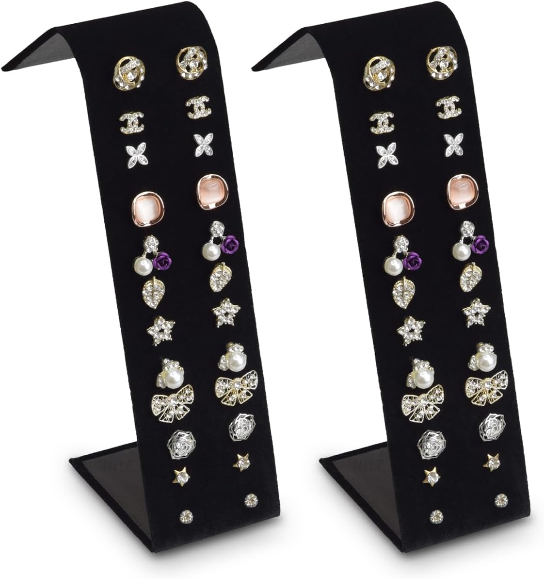 MOOCA 2pcs Black Velvet Adjustable Earring Display Stand for 12 Pairs