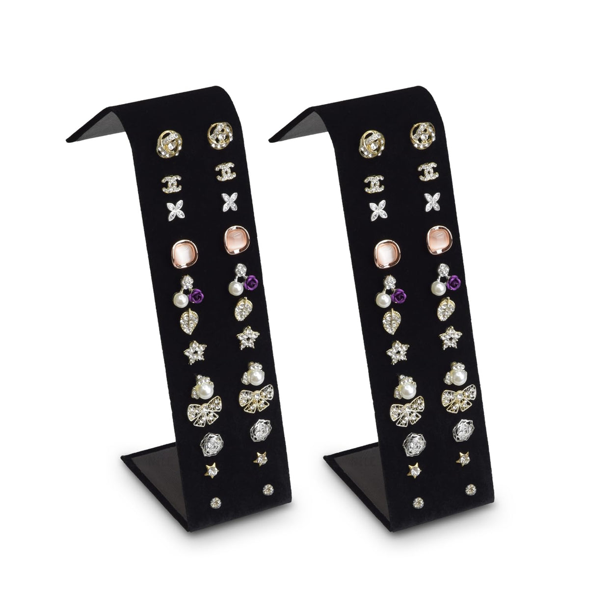 MOOCA 2pcs Black Velvet Adjustable Earring Display Stand for 12 Pairs