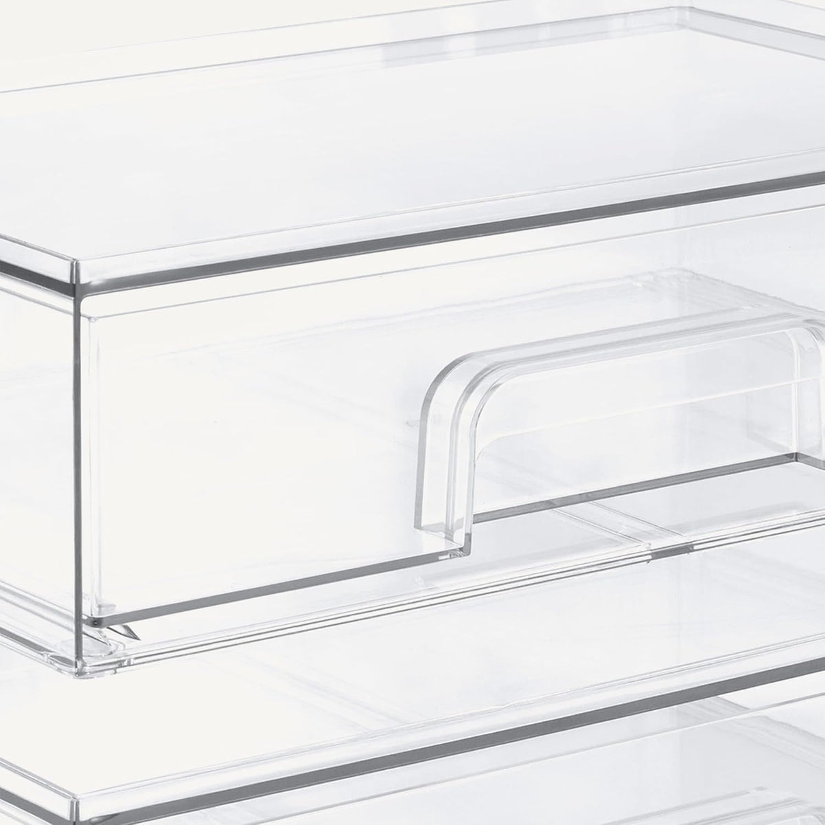 Amazon Basics Stackable Plastic Storage Makeup Organizer Drawers, Clear, 12.1" x 7.6" x 3.5", 2 Pack