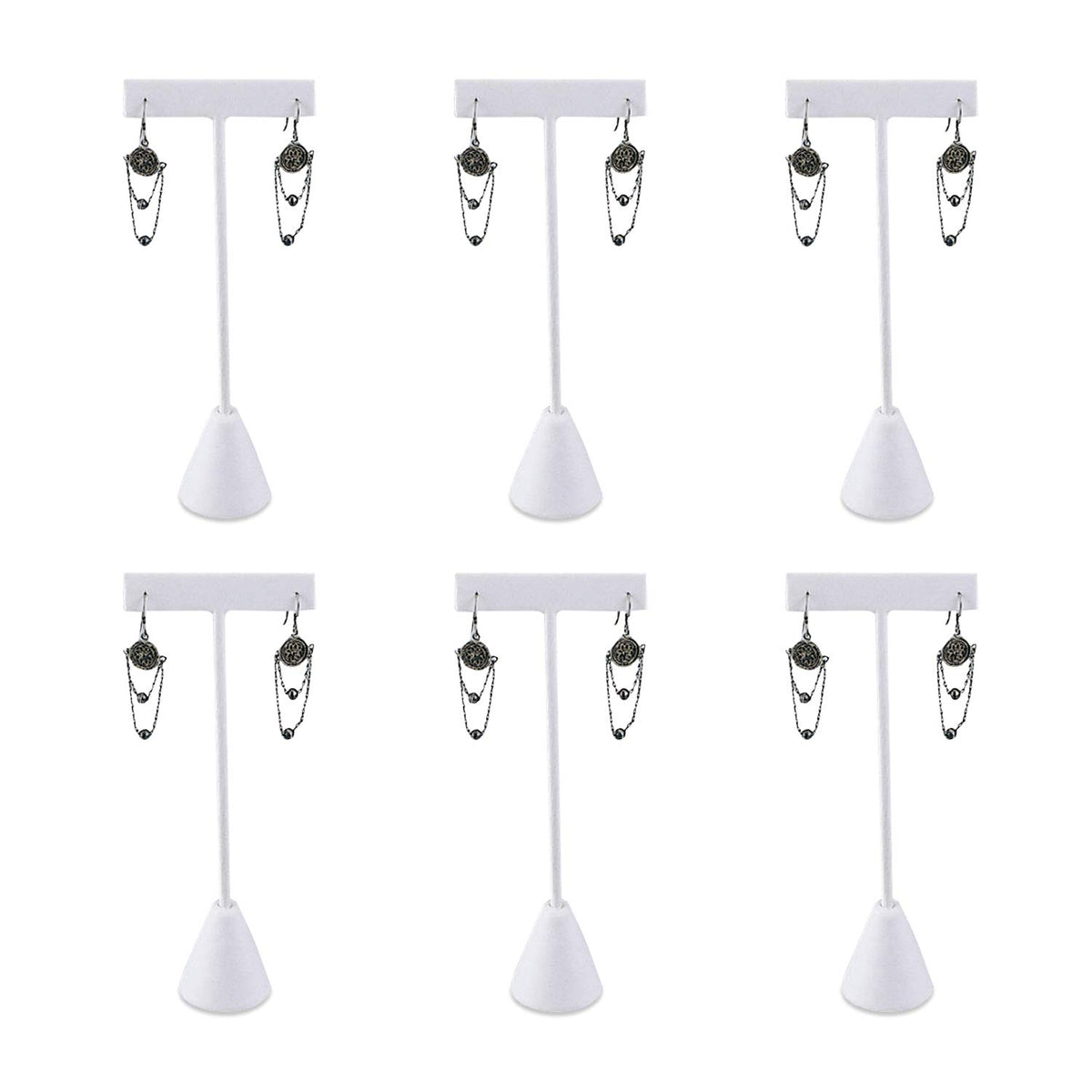 Ikee Design 6Pcs Set Earring Stand Display 3 sizes Ht., Natural Linen
