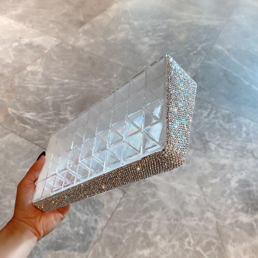 Acrylic Lipstick Organizer, Silver, 36-Slot Desktop Storage Rack