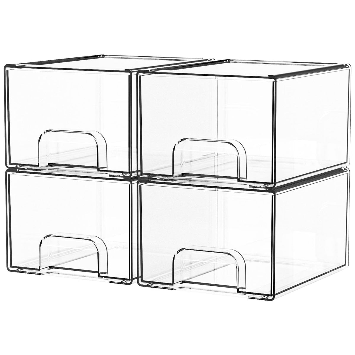 Yieach 4 Pack Clear Stackable Storage Drawers,4.4'' Tall Acrylic Drawers