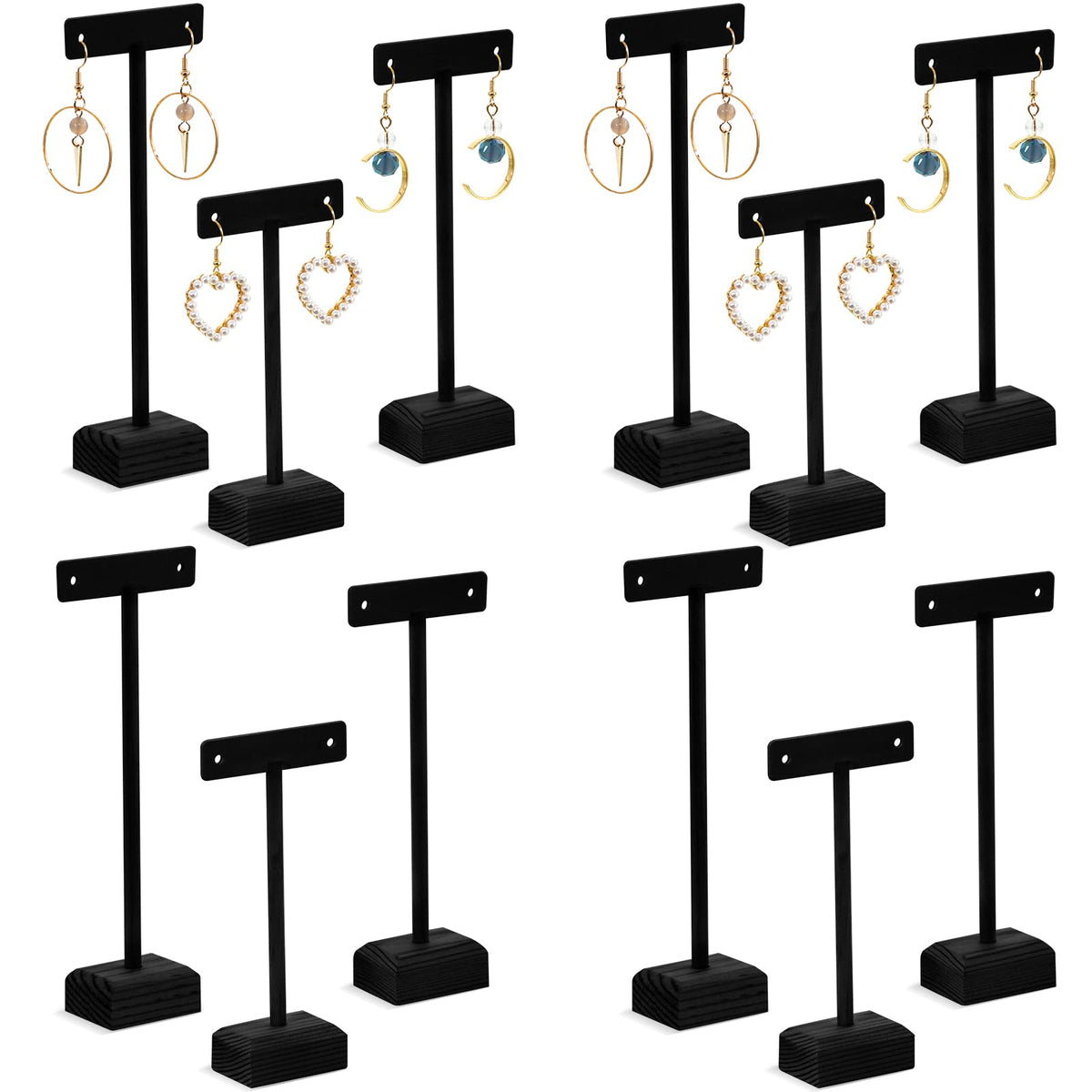 Marsui Earring Display Stands for Selling Set Wooden T Bar Jewelry Display Stand Holder for Necklaces Bracelet Showroom Trade