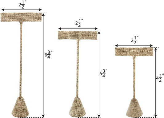 Ikee Design 6Pcs Set Earring Stand Display 3 sizes Ht., Natural Linen