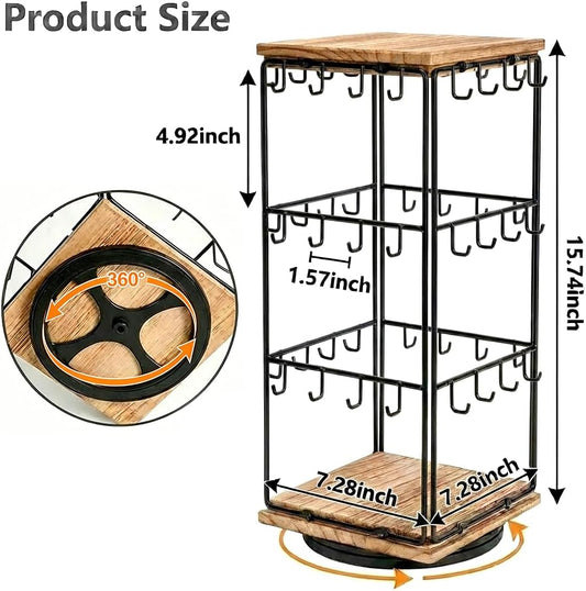 Rotating Earring Display Stands, 48 Hooks Earring Display for Vendors, Jewelry Display Earring Holder Organizer Earring Display Stands for Selling (Vintage)