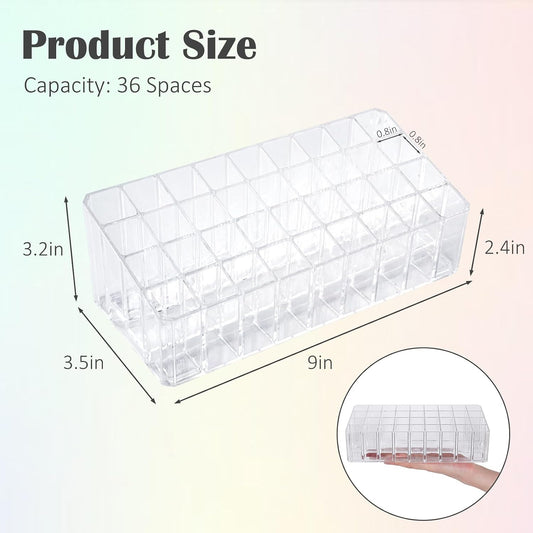 Acrylic Lip Gloss Holder & Rollerball Perfume Organizer for Compact Essential Oil Rollerball Perfume Holder, lipstick organizer Makeup Brush, Lip Balm Display 36 Slots Tubular Storage Display Cabinet