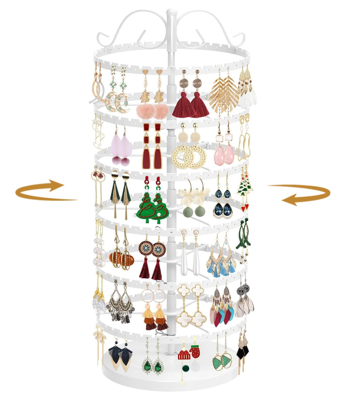 MODOWEY Rotating Earring Holder Organizer Stand Metal Display, 4 Tier Black