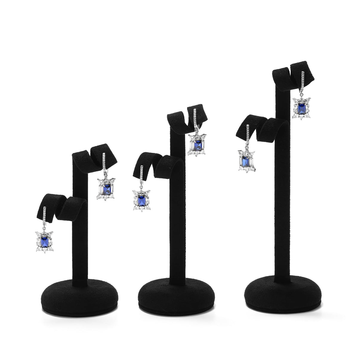 Beige Microfiber Earring Stand Set of 3
