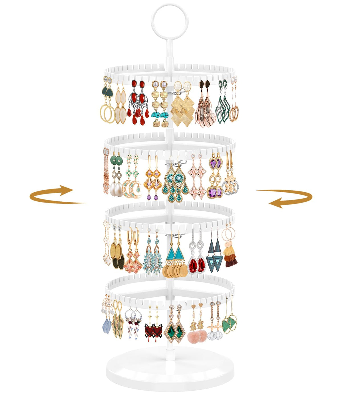 MODOWEY Rotating Earring Holder Organizer Adjustable Display, 6 Tiers Black