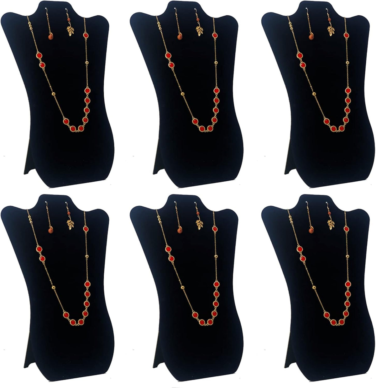 14 Inch Tall Black Velvet Necklace & Earing Display Stands for selling, Foldable Jewelry Display Stands for Shows.(set of 6)