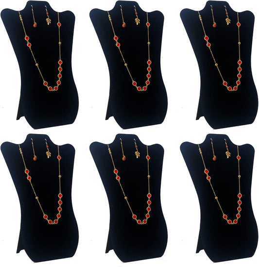 14 Inch Tall Black Velvet Necklace & Earing Display Stands for selling, Foldable Jewelry Display Stands for Shows.(set of 6)