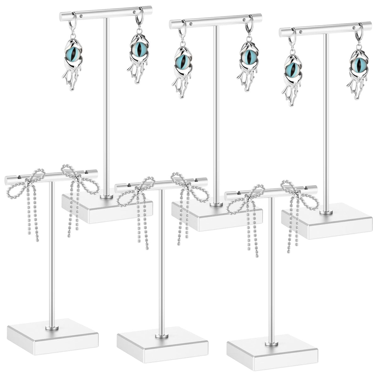 Kigeli 6 Pcs Metal Bar T Earring Display Stand, Gold