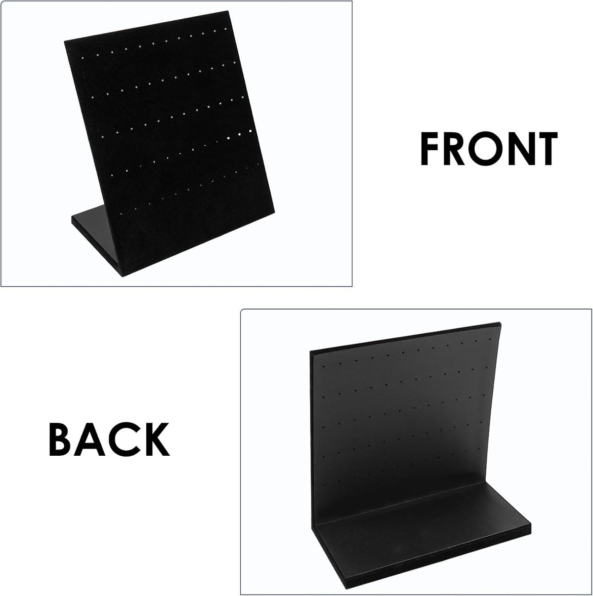 Velvet Earring Holder Organizer, 60 Holes L-Shape Earring Display Stand, Ear Studs Jewelry Storage Display Rack, Earring Organizer Stand for Selling Personal (Black, 9.8 x 7.9 Inches)
