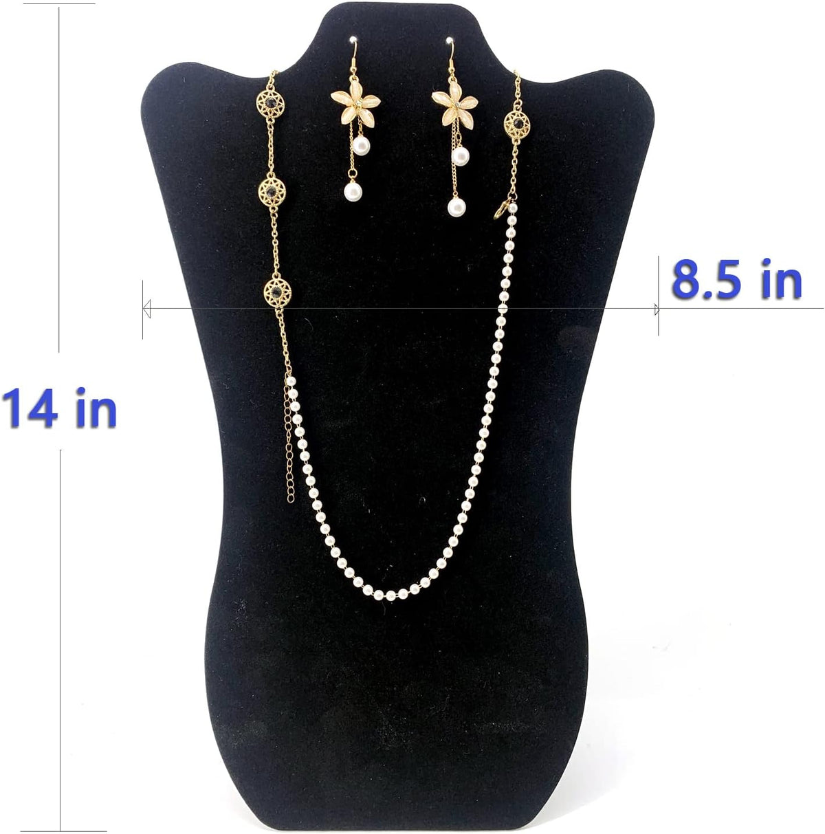 14 Inch Tall Black Velvet Necklace & Earing Display Stands for selling, Foldable Jewelry Display Stands for Shows.(set of 6)