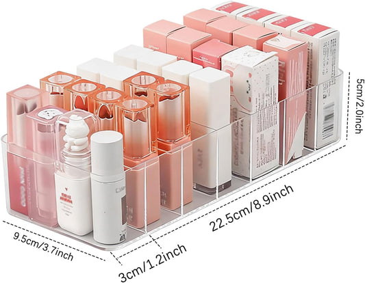 2 Pack Clear Acrylic Lipstick Organizer for Drawer, 7-Section