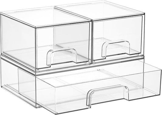 Vtopmart Clear Stackable Storage Drawers Set of 5, Plastic Organizer Bins