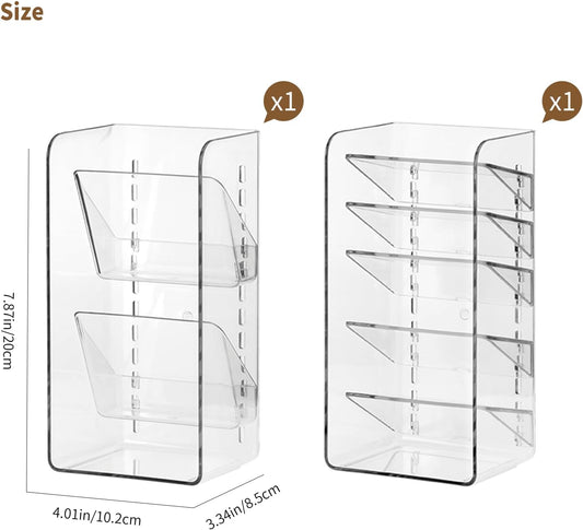 PAVSTINE 2 Pack Medicine Cabinet Organizer with Adjustable Dividers, Clear