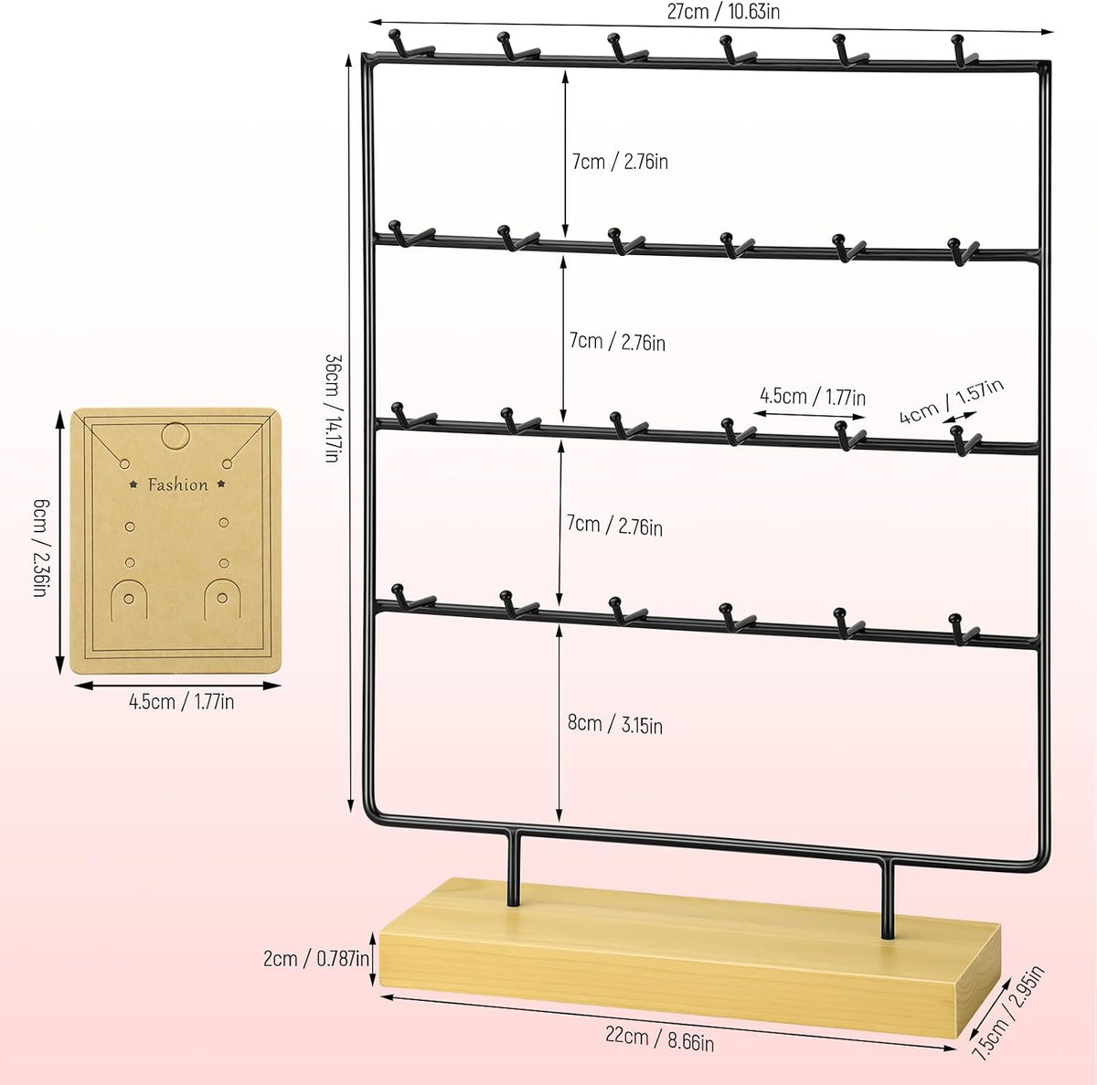 Earring Display for Vendor,4 Tier 24 Hook Earring Rack Display Holder Stand