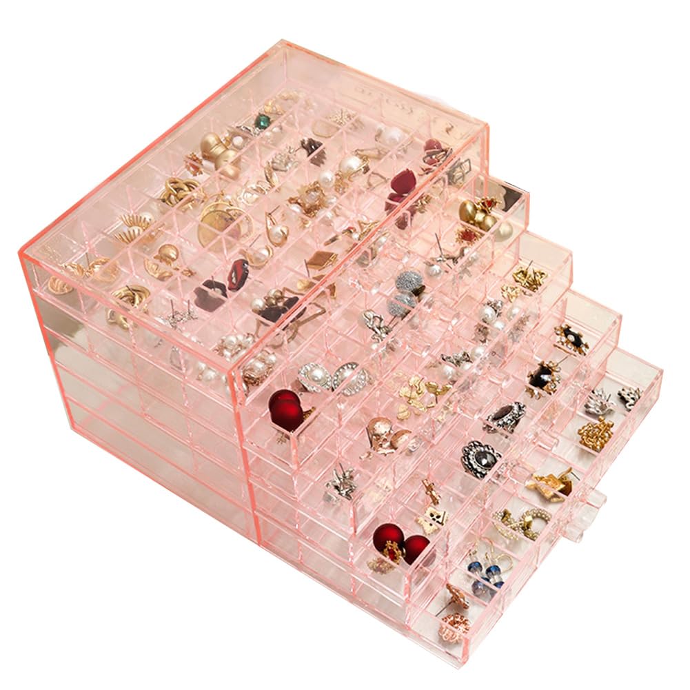 YUFONG Earring Storage Box Organizer 5 Drawers with 120 Small Compartments