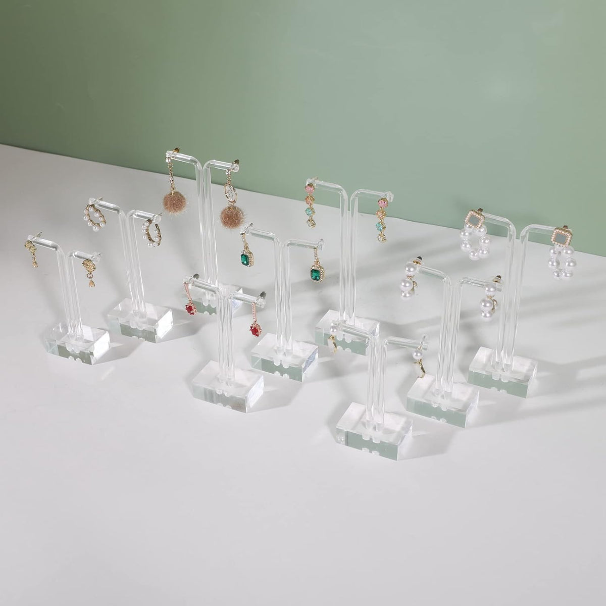9pcs acrylic t bar earring display stand for show, 3 sets hanging holder online business, transparent jewelry Photography Props【Acrylic Earring T Stand-9pcs 】, A2/T Stand-3 sets ( 9pcs)