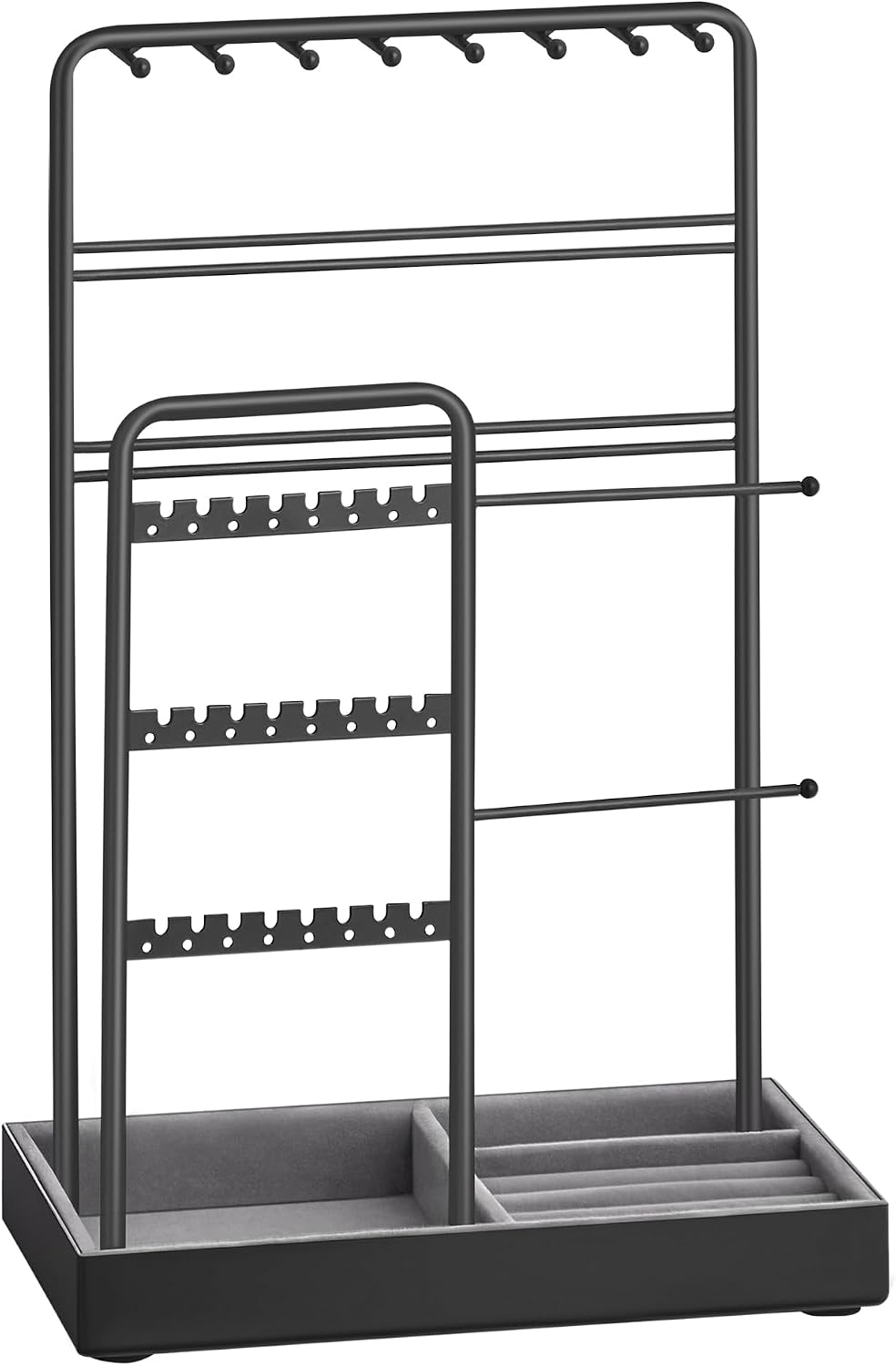 SONGMICS Jewelry Holder, Display Stand, Metal Frame, Velvet Tray