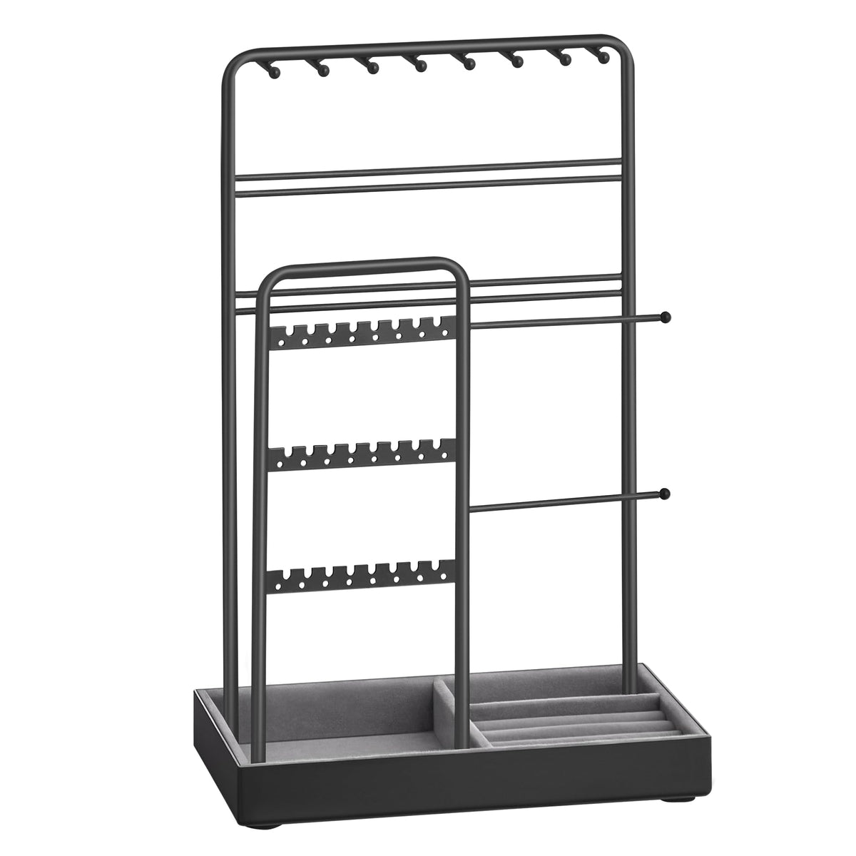SONGMICS Jewelry Holder, Display Stand, Metal Frame, Velvet Tray