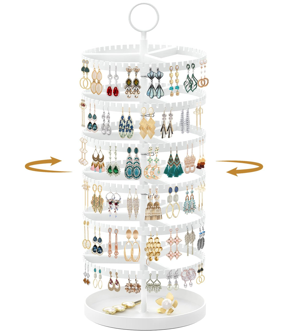 MODOWEY Rotating Earring Holder Organizer Tree Display Stand, 6 Tiers Black