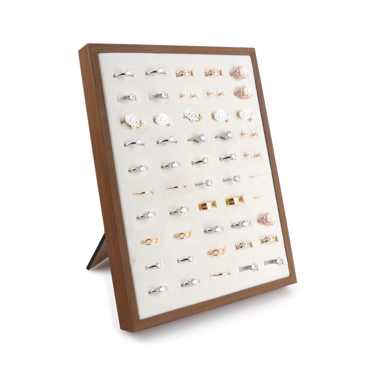 Homeanda Ring Display Stand, 60 Hole L-Shaped Velvet Tray Ring Board