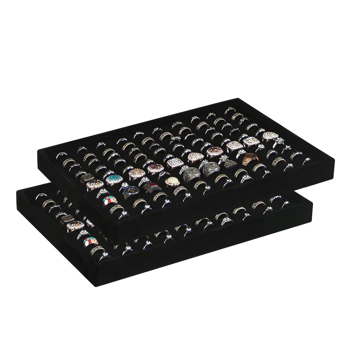 Coward 2PC Stackable Earring Tray Drawer Jewelry Holder Organizer Box Storage Earring Display Stand for Selling (beige(earring+earring))