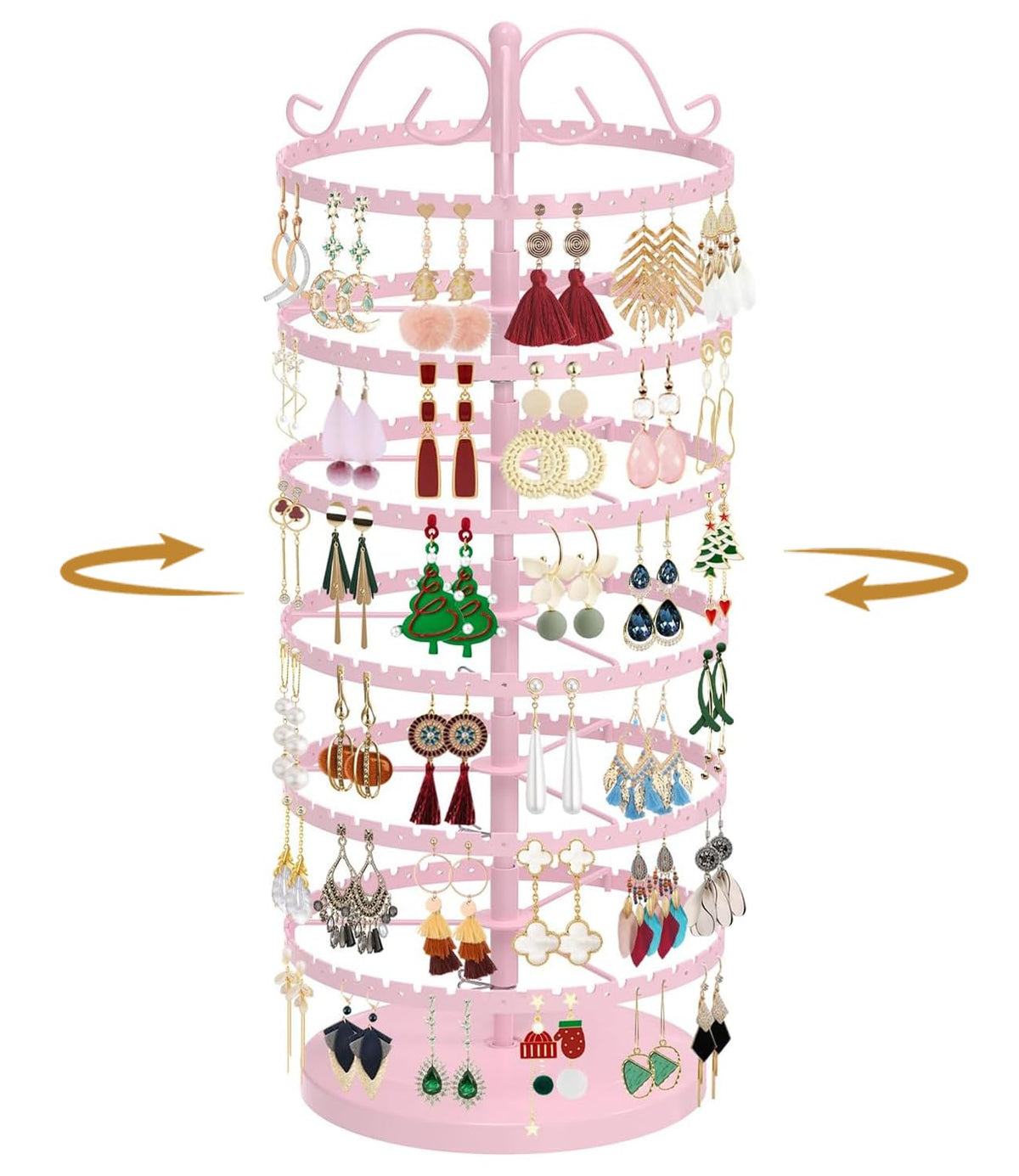 MODOWEY Rotating Earring Holder Organizer Stand Metal Display, 4 Tier Black